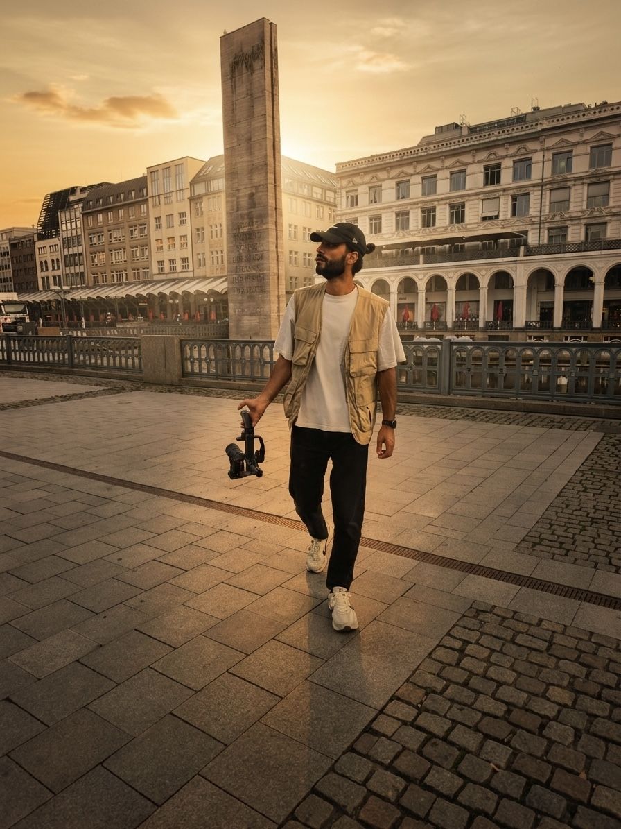 Fatih Gökçe, Videograf und Fotograf, unterwegs bei Sonnenuntergang